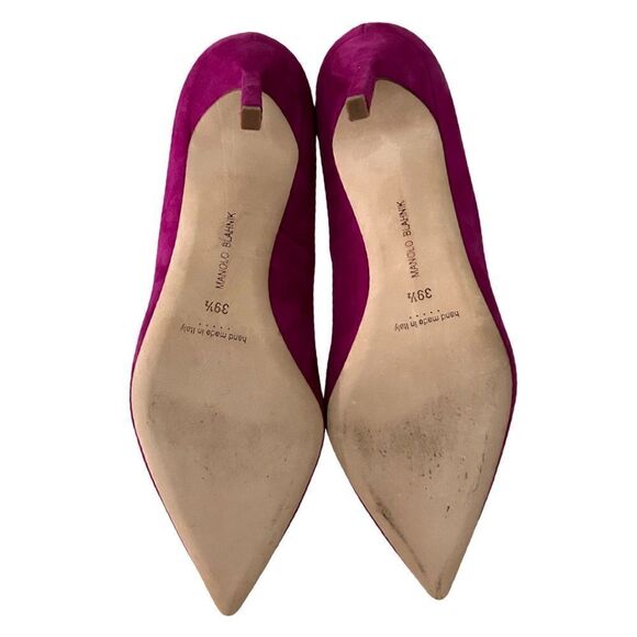 Manolo Blahnik BB 105mm Pink Suede Pointed Toe Pumps Size 39.5 NIB - Picture 9 of 12
